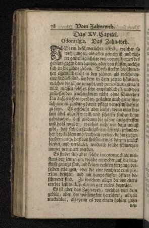 Das XV. Capitel. Odontalgia. Das Zahn-weh.