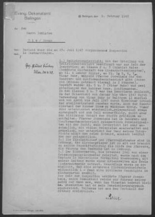 Onstmettingen: Inspektionsbericht 1947
