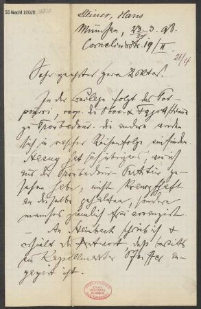 Brief an B. Schott's Söhne : 23.03.1898