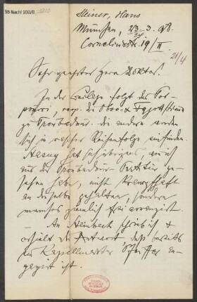 Brief an B. Schott's Söhne : 23.03.1898