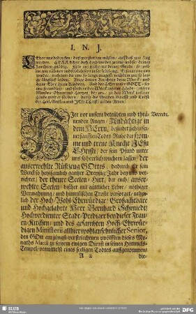 Leichenpredigt : Des ewigen Hohepriesters, und seines treuen Dieners seel. Abschied. [Antritt]. Textus. Eingang. Abhandelung des Textes