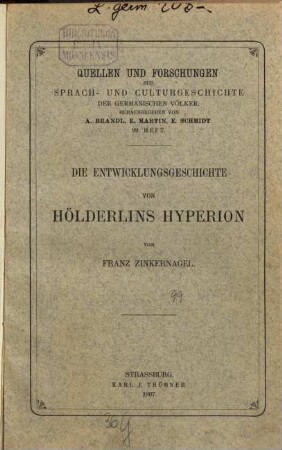 Die Entwicklungsgeschichte von Hölderlins Hyperion