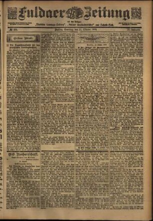 Erste Ausgabe vom Samstag, den 11. Oktober 1902.