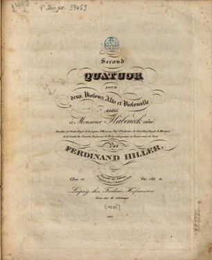 Second quatuor : pour 2 violons, alto et violoncelle ; oeuv. 13