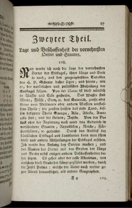 Lage und Beschaffenheit der vornehmsten Oerter und Staaten.