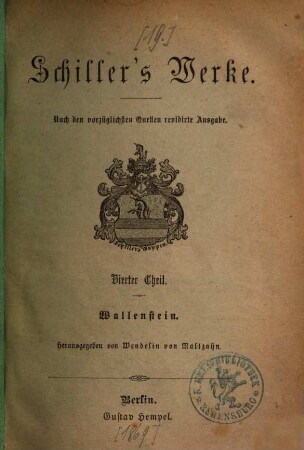 Schiller's Werke, 4. Wallenstein