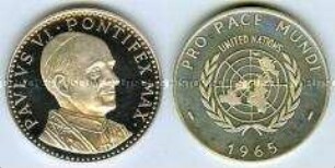Medaille auf die Rede des Papstes Paul VI. vor der UNO
