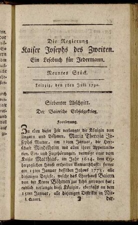 Neuntes Stück. Leipzig, den 5ten Juli 1790. - Dreizehntes Stück. Leipzig, den 2ten August 1790.