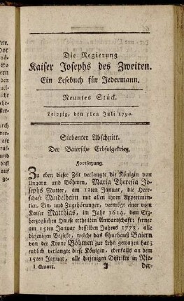 Neuntes Stück. Leipzig, den 5ten Juli 1790. - Dreizehntes Stück. Leipzig, den 2ten August 1790.