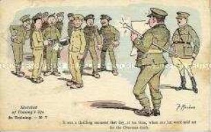 Humoristische Karte zum Leben englischer Soldaten
