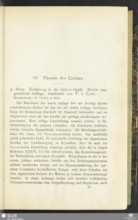 10. Theorie des Lichtes