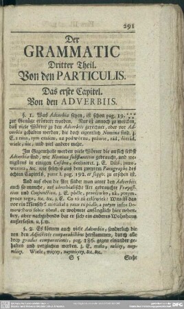 Der Grammatic Dritter Theil. Von den Particulis