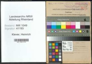 Entnazifizierung Heinrich Klever , geb. 02.01.1895 (Werkmeister)