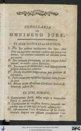 Corollaria Ex Omnigeno Jure.