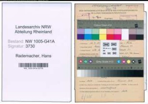 Entnazifizierung Hans Rademacher , geb. 11.09.1905 (Polizist)