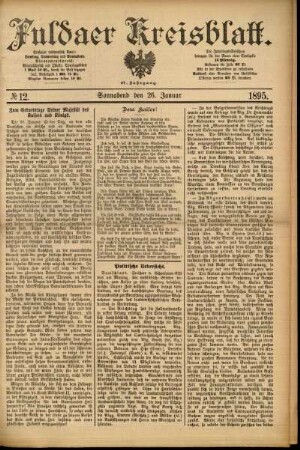 Erste Ausgabe vom Samstag, den 26. Januar 1895.