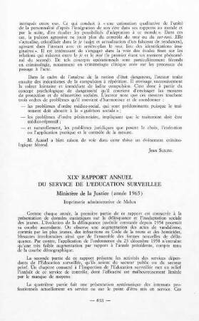 633-634, XIXe rapport annuel du service de l'éducation surveillée (Ministère de la Justice, 1965)