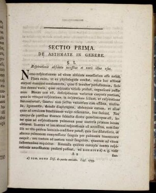 Sectio Prima. De Asthmate in Genere.