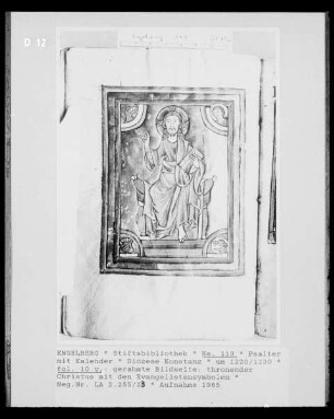 Psalter mit Kalender, fol. 10 v: thronender Christus