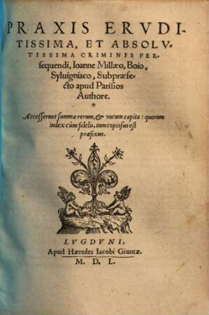 Praxis eruditissima et absolutissima criminis persequendi
