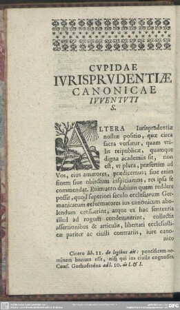 Cupidae Iurisprudentiae Canonicae Iuventuti S.