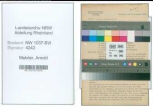 Entnazifizierung Arnold Metzler , geb. 14.12.1885 (Bauunternehmer)