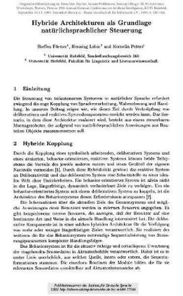 Hybride Architekturen als Grundlage natürlichsprachlicher Steuerung
