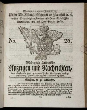 No. 26. Montags, den 30ten Junius, 1755.