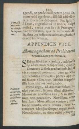 Appendicis Vice. Monita quaedam ad Probitatem retinendam pertinentia.