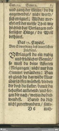 Das 19. Capitel. Von Erwerbung deß innerlichen Friedens