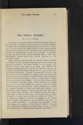 The Indian Oversea