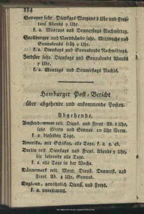 Hamburger Post-Bericht