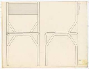 Möbelentwürfe für Thonet: Stuhl Holz Ansichten 1:1, Variante 7