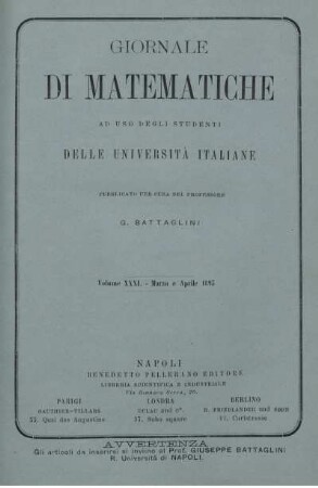 Volume XXXI. - Mazo e Aprile 1893.