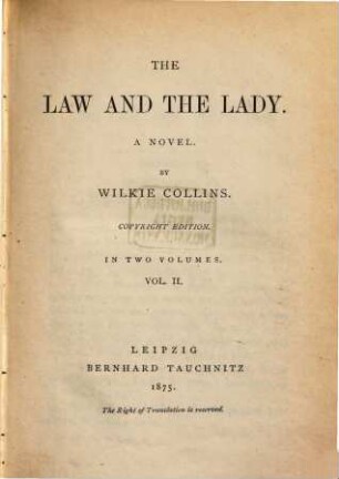 The law and the lady : a novel ; in two volumes, 2