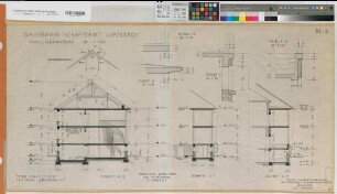Lippstadt (Lippstadt) Erweiterungsbau des Wasserwirtschaftsamts Schnitte 1957 1 : 50 58 x 115 Zeichnung Staatshochbauamt Soest