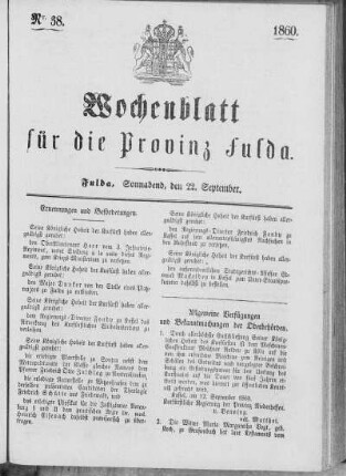 Nr. 38, Ausgabe vom 22. September 1860