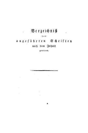 Verzeichniß der angeführten Schriften nach dem Inhalt geordnet