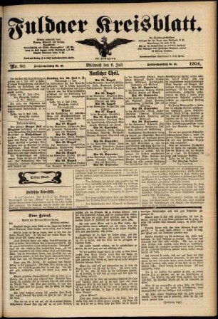 Erste Ausgabe vom Mittwoch, den 06. Juli 1904.