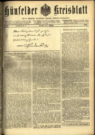 Erste Ausgabe vom Dienstag, den 02. Oktober 1917.