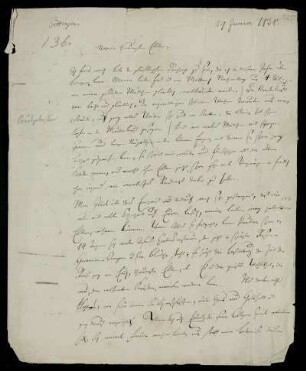 Nr. 125: Brief von Karl Otfried Müller an seine Eltern, Göttingen, 29.6.1838