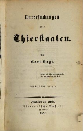 Untersuchungen über Thierstaaten