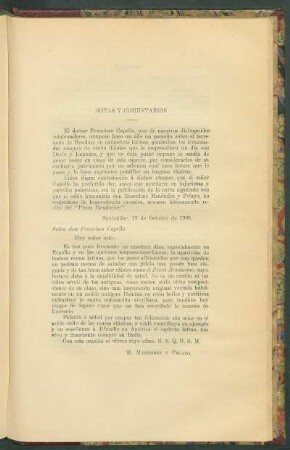 [Cartas] de Francisco Capello y de M. Menendez y Pelayo