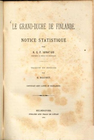 Le Grand-Duché de Finlande : notice statistique