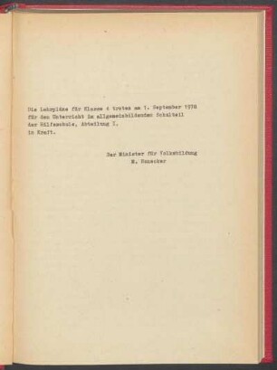 Die Lehrpläne für ...