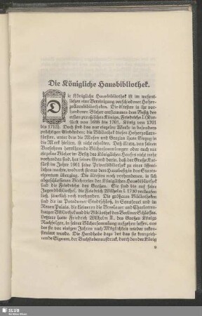 Die Königliche Hausbibliothek