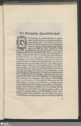 Die Königliche Hausbibliothek