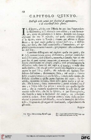 Capitolo quinto: Dell’uso delle tavole per facilita di apprendere, e di ricordarsi delle istorie