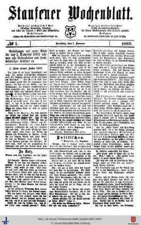 12. Jg: Staufener Wochenblatt (1921 bis 1934 als Staufener Tagblatt)