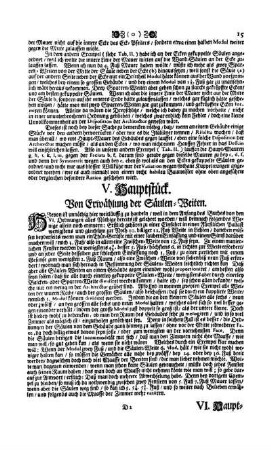 V. Hauptstück - Von Erwählung der Säulen-Weiten